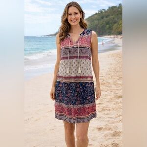 BeachLunchLounge Sleeveless Bohemian Print Shift Dress, Beach Sun Fun!